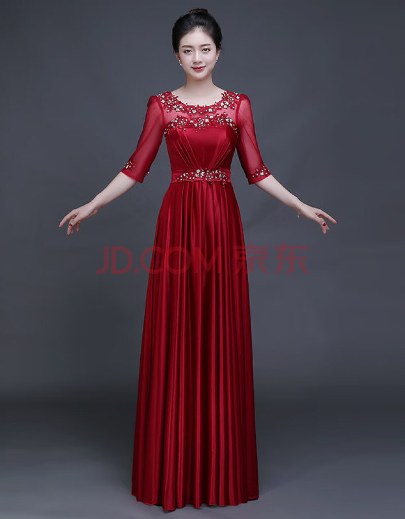 大码年会合唱20-40岁大合唱团演出服女长裙2021新款舞台表演独唱指挥