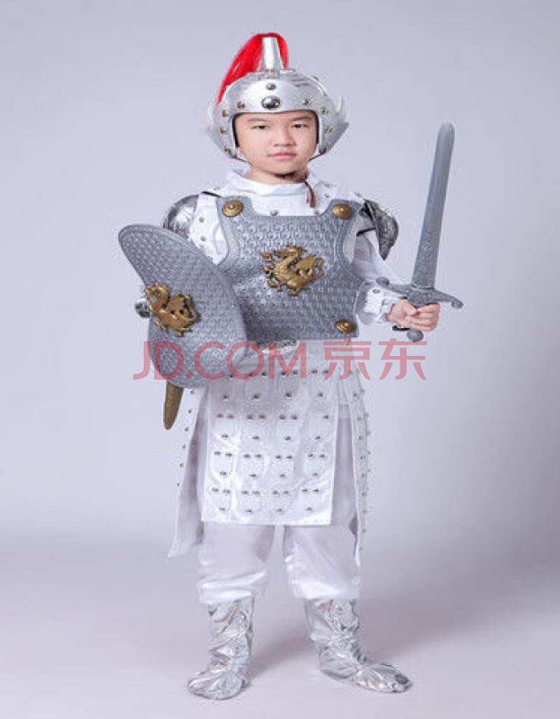 铠甲汉服赵子龙影视盔甲影视士兵演出服2021 白色衣服全套 护肩护臂