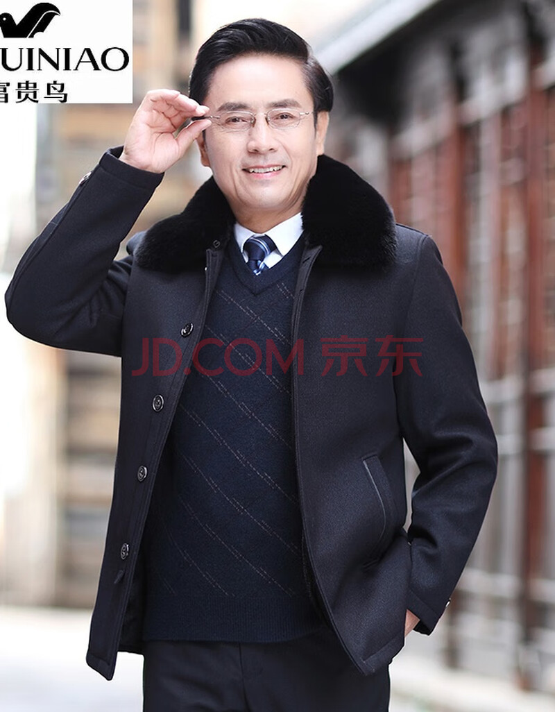 富贵鸟【旗舰官方】高档精品中老年派克服男爸爸秋冬装外套加绒加厚50