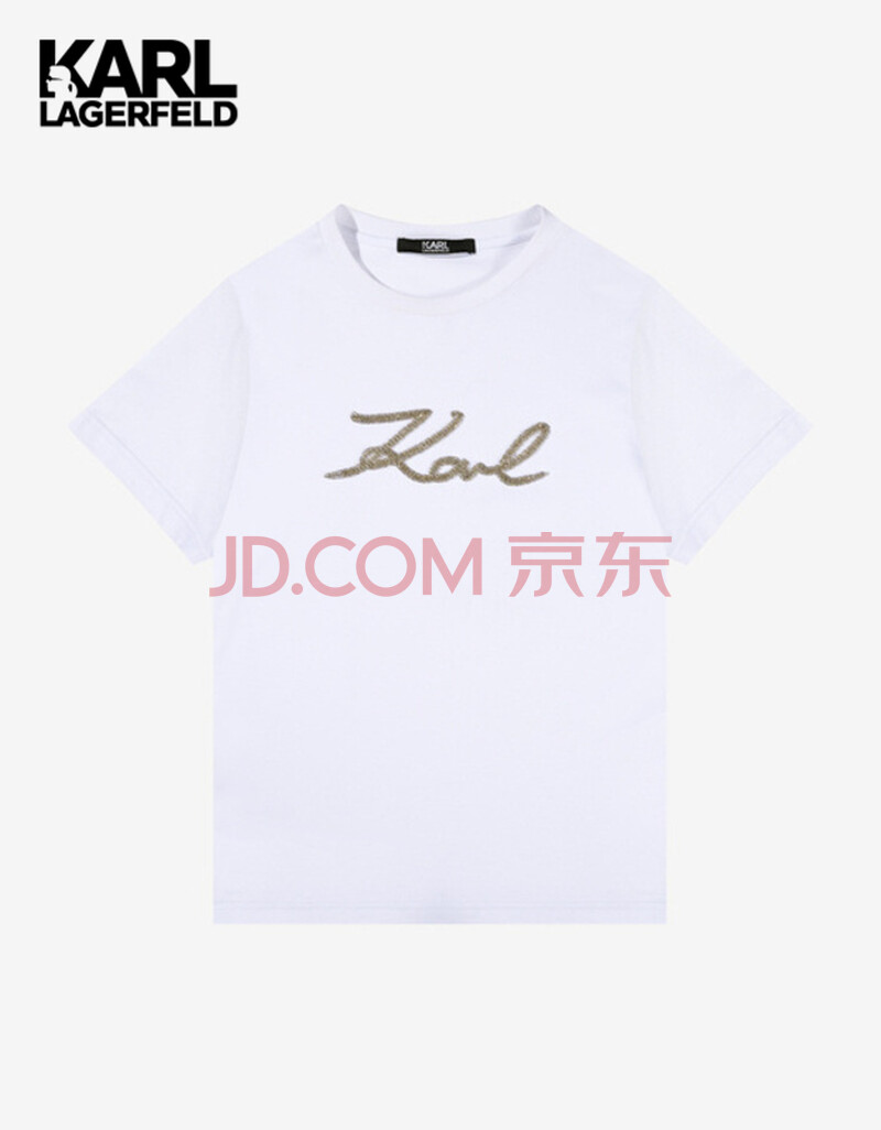 karl lagerfeld卡尔老佛爷karl签名钻石钉珠t恤216l1703 白色 s