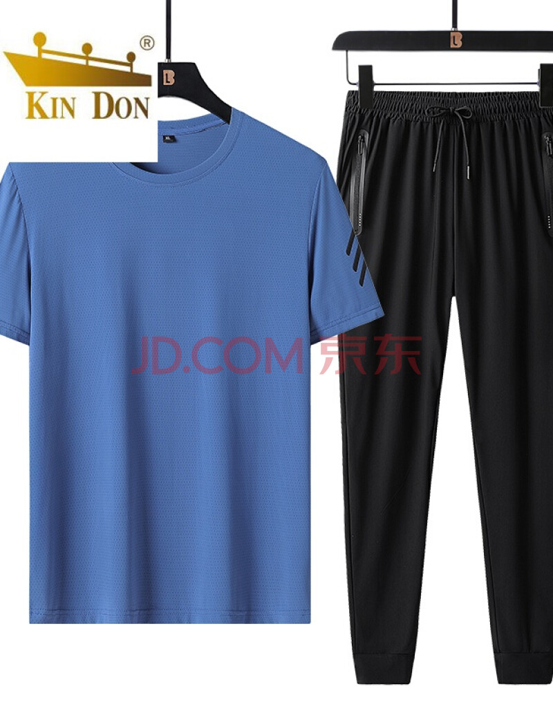 金盾冰丝套装男夏天男装薄款爸爸夏装老年人运动衣服男夏套装夏天男装