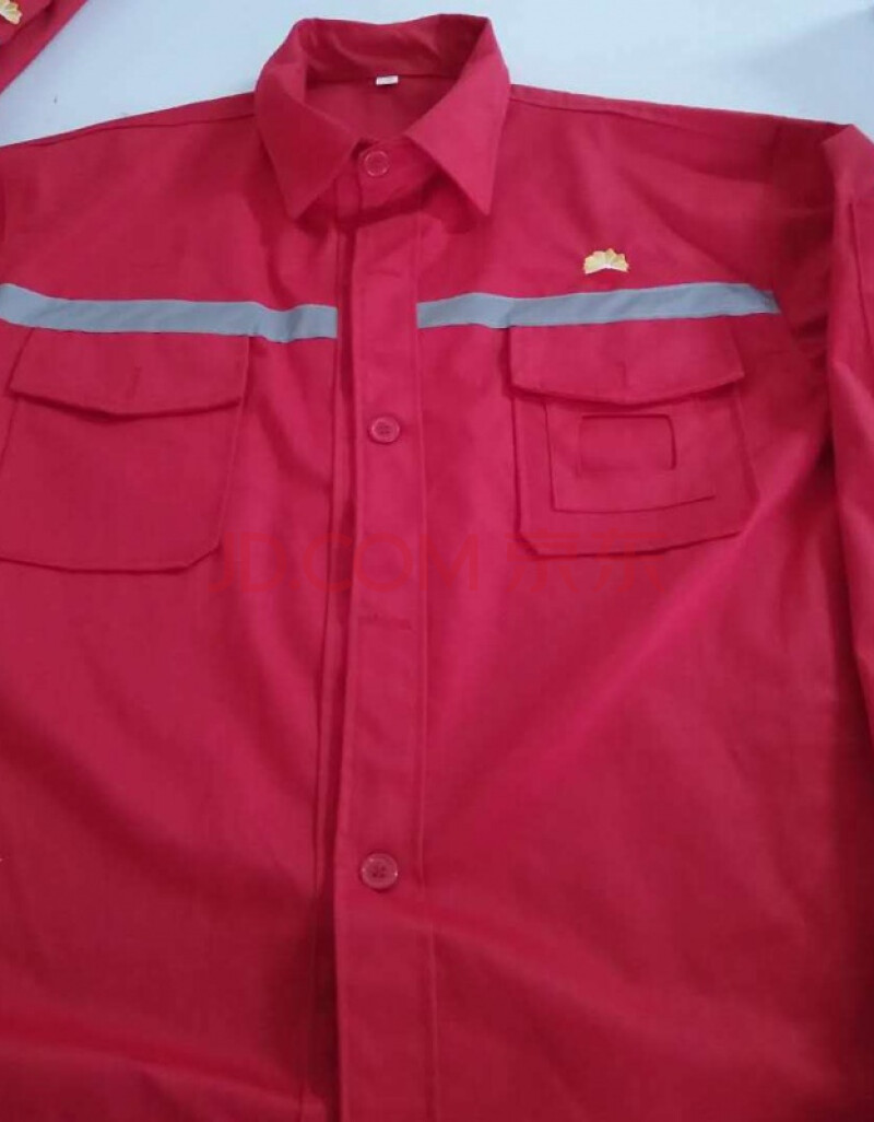 红色寄扣子反光条中石油石化工作服套装油田工装劳保服夏装 夏装中