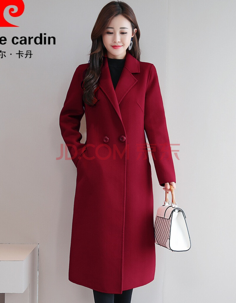 皮尔卡丹轻奢品牌 双面羊绒大衣女新款时尚毛呢外套中长款时尚妈妈