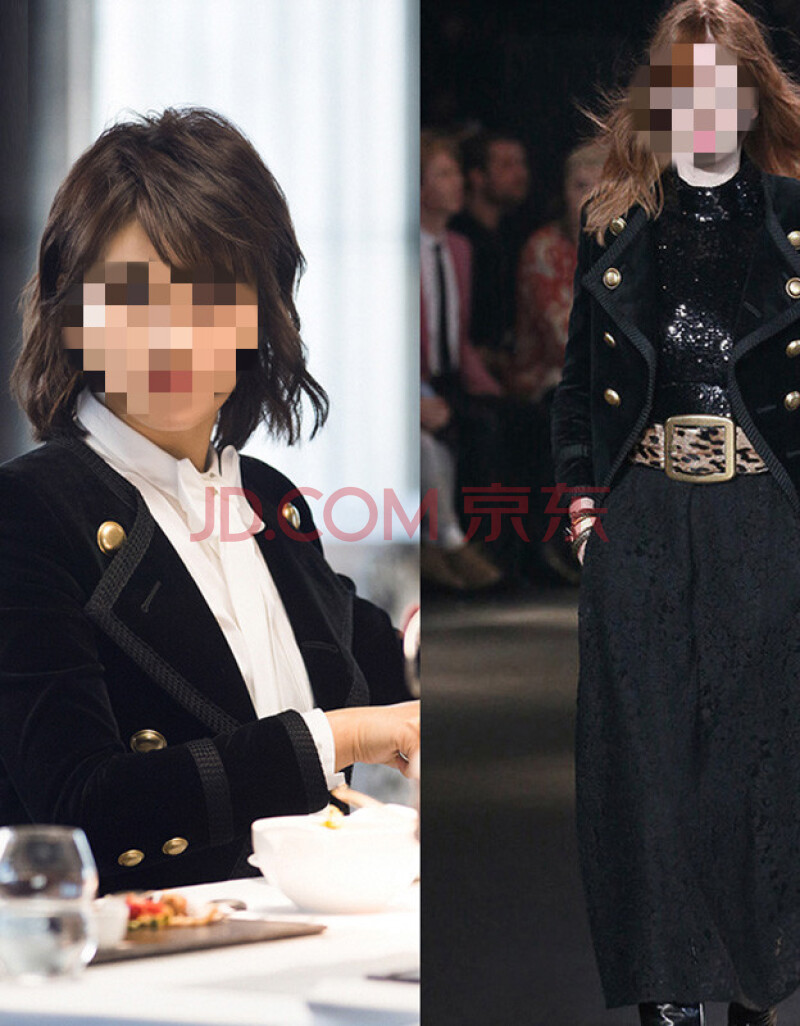 同款黑色金丝绒小西装外套女春装双排扣短款小西服 黑色 s