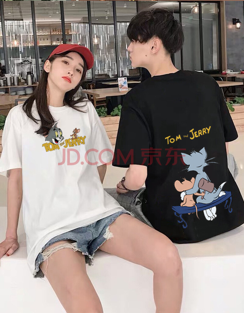 情侣装春夏季2020新款猫和老鼠联名短袖t恤韩版宽松衣服男女学生百搭