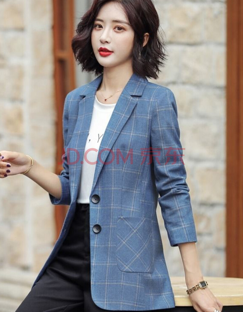 格子西装外套女式韩版英伦风2020新款休闲复古港味春秋网红小西服 宝