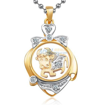 lux-women18K金分色钻石吊坠时来运转系列生肖金牛(赠金箔玫瑰/925银链)