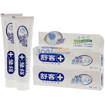 Saky舒客专业口腔护理亮齿白牙膏120g两支装（清爽薄荷，双效亮白，不含氟）
