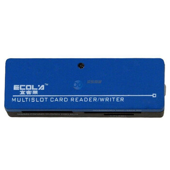 宜客莱（ECOLA）CRD-HR019 多彩口琴型USB2.0读卡器可读32GB（天蓝色）