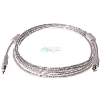 山泽 高档USB(标准2.0版，双磁环)高速打印线3米优质线芯,全金属网，三重屏蔽