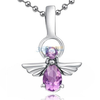 lux-women925银紫水晶吊坠天使宝贝 赠925银项链