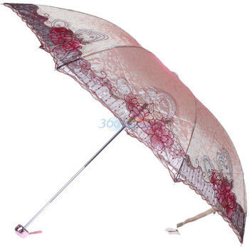 宝丽姿花开凤舞三折绣花53cm/7k超轻遮阳伞363C紫红色