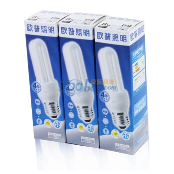 欧普节能灯2U-8W-E27日光色3支装