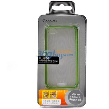 卡登仕（Capdase）Iphone4/Iphone4S彩透保护套(透明底+绿边) 附送保护膜 布包 防尘塞 电影支架