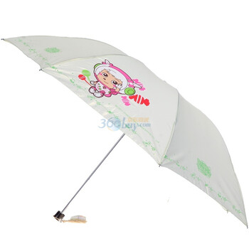 宝丽姿粉彩喜羊羊三折55cm/7k晴雨两用铅笔伞303C果绿色