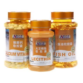 Natural乐巧莱维康钙300粒+鱼油200粒组合装送磷脂100粒