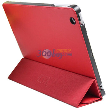 ESK ipad2 真皮折叠保护套 红色 唤醒功能 简约设计