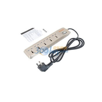 乐歌（Loctek）PS003 5位总控双重防雷插座拖线板 带网络防雷接口 （灰色）