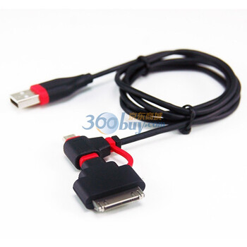 包尔星克(PowerSync）UAM5IP-10L T型传输充电两用线 1米(送30PIN转接头）
