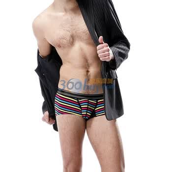 Didot迪渡男士棉莱卡四角裤黑彩条纹M4N010314 XXL