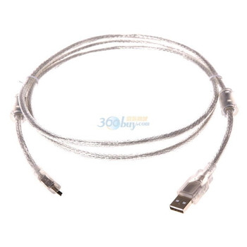 山泽高档USB(标准2.0版双磁环)转T型5针迷你口高速传输数据线1.5米 优质线芯，128编屏蔽网！