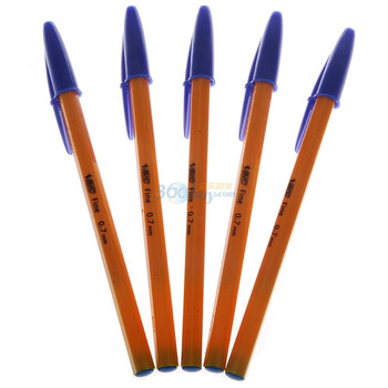 比克经典橙色Orange Fine圆珠笔蓝色0.7mmOrange Fine(1*5支)