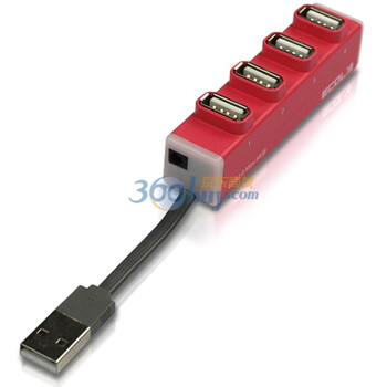 宜客莱 (ECOLA) USB-HUB02PK 迷你直插式4口USB集线器(支持过载电压及瞬间电流保护功能) 玫红