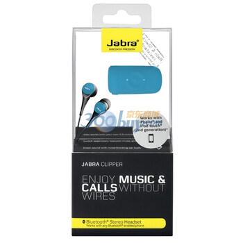 捷波朗（Jabra）CLIPPER小夹子 立体声蓝牙耳机 可同时待机两部设备 支持通话及音乐 超出距离提示（蓝色）