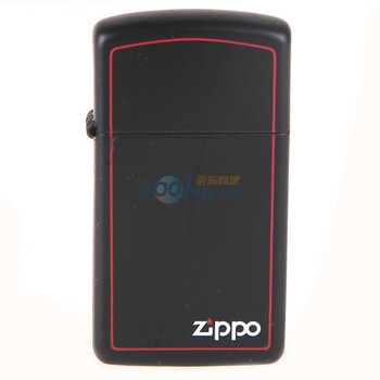 Zippo打火机纤巧黑色哑漆红框商标1618ZB