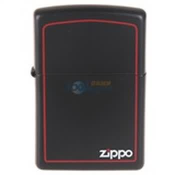 Zippo打火机黑色哑漆框标志218ZB