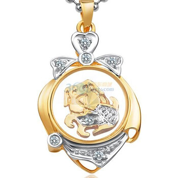 lux-women18K金分色钻石吊坠时来运转系列生肖金狗(赠金箔玫瑰/925银链)