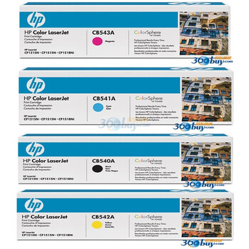 惠普（HP）CB540A-543A 黑彩硒鼓套装（套装包括黑色1支+附件彩色3支）