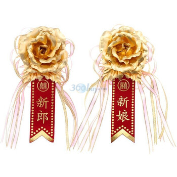 lux-women婚庆典礼千足金箔玫瑰胸花甜蜜蜜(结婚礼物/婚庆佳品)