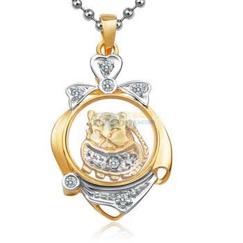 lux-women18K金分色钻石吊坠时来运转系列生肖金虎(赠金箔玫瑰/925银链)