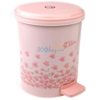 茶花28CM印花脚踏卫生桶1501-A