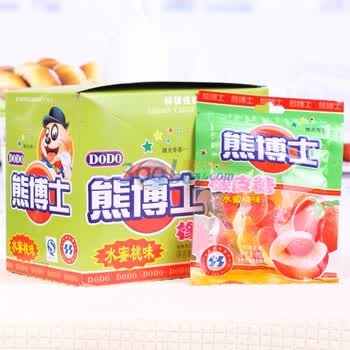 徐福记熊博士橡皮糖水蜜桃圈味60g*10