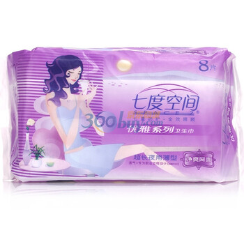 七度空间优雅系列薄型净爽338mm超长夜用8片装