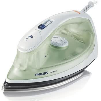飞利浦（Philips）GC1420 蒸汽电熨斗 淡绿 不黏底板 自动除垢功能 200毫升大容量水箱 可调蒸汽量设置