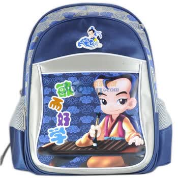 孔子书包卡通系列涤纶双肩背包k207蓝色小学生背包