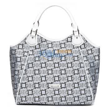 ELLE(她)vanessa瓦内萨系列进口logo织锦料配牛皮女士手袋E1032V08830GY灰色