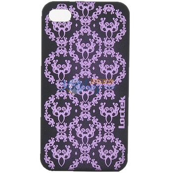 乐歌（Loctek）PHC411-PUR iphone4/4s镭雕祥云花纹图案超薄保护背壳 紫色（适用于iphone4/iphone4s）