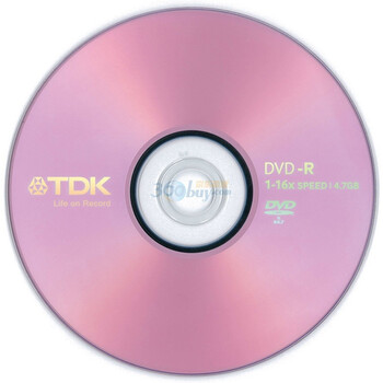 TDK DVD-R 16速 4.7GB 彩面系列 红色 10片桶装 刻录盘