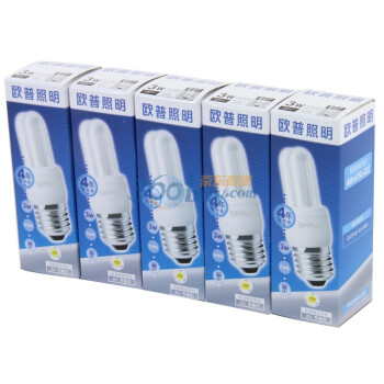 欧普节能灯细2U-3W-E27日光色5支装