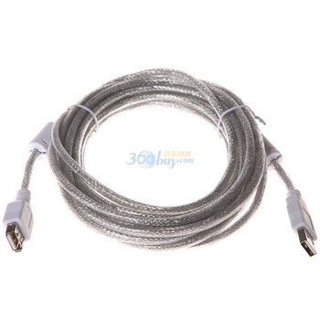 山泽高档USB(标准2.0版双磁环)高速传输延长线5米 优质线芯，全金属网，三重屏蔽
