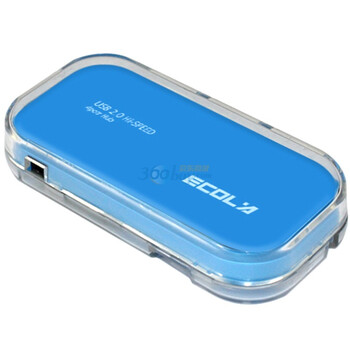 宜客莱（ECOLA）USB-HUB04BL Mego系列水晶多彩4口USB集线器 天蓝色（赠1米USB延长线）