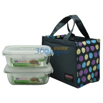 
                                        
                                                            乐扣乐扣(lock&lock)微波炉饭盒 玻璃套装保鲜盒（赠送便当包）LLG424S903（430ml*2）黑色                