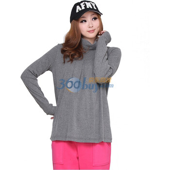 百伶妈妈时尚春装孕妇打底衫打底衣10813（高领） 浅灰色 L