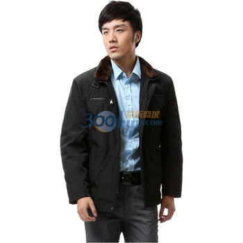 蓝冰 男 貂毛皮草商务立领 羽绒服 ^@^BA58000 黑色 185/100A(XL)