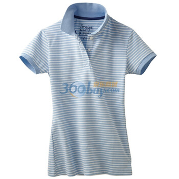 Giordano佐丹奴 Polo 女花色横间弹力修身珠地Polo 01311010 蓝色 M