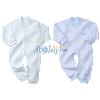 贝贝怡（bornbay） BA022-136 宝宝服 婴儿全棉春季开档连体衣组合 淡蓝 90码